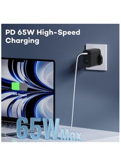 BESTIS PD65W USB C Charger Block, PD3.0/QC 3.0 Type Adapter, 3 Ports GaN Wall Charger Compact Type C Charger Fast Charging for iPhone 16/16 Pro/16 Pro Max/15 Pro,  for MacBook Pro/Air  - Image 3