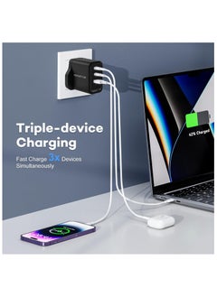 BESTIS PD65W USB C Charger Block, PD3.0/QC 3.0 Type Adapter, 3 Ports GaN Wall Charger Compact Type C Charger Fast Charging for iPhone 16/16 Pro/16 Pro Max/15 Pro,  for MacBook Pro/Air  - Image 4