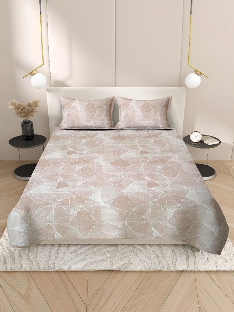 Ambra Linens 160TC Premium Bed Sheet Set, Bed Sheet Double Bed, 100% Cotton Bed Sheet, Soft & Smooth Flat Sheets, Bed Sheet for All-Season Use, 1 Bedsheet and 2 Pillowcases (Queen Size) - Image 1