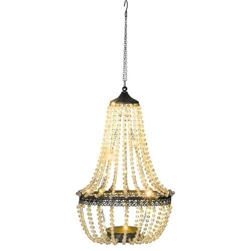 SUNNYPARK Hanging Solar Lantern Outdoor, 28” Modern Clear Crystal Acrylic Chandelier with 30 Warm White Lights S Hook for Garden, Yard, Patio, Gazebo Decorations - Image 2
