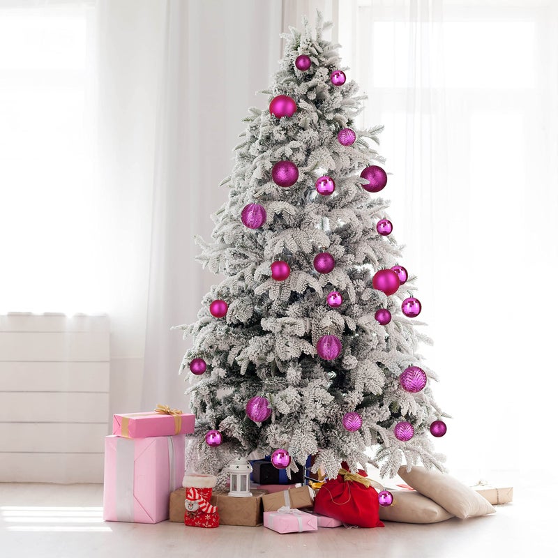 Prextex Prextex Christmas Ball Ornaments for Christmas Decorations (Pink) | 36 pcs Xmas Tree Shatterproof Ornaments with Hanging Loop for Holiday  Wreath and Party Decorations (Combo of 6 Styles in 3 Sizes)  - Image 4