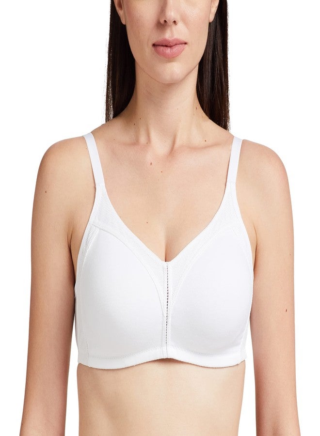 Enamor AB75 M-Frame Jiggle Control Full Support Supima Cotton Bra - Non-Padded, Wirefree & Full Coverage White - Image 1