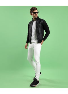 Campus Sutra Men's Black Zip-Front Jacket With Quilted Detail  - Image 4