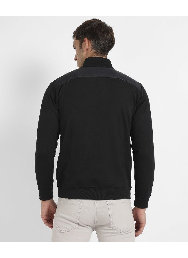 كامبوس سوترا Men's Black Zip-Front Jacket With Quilted Detail  - Image 3