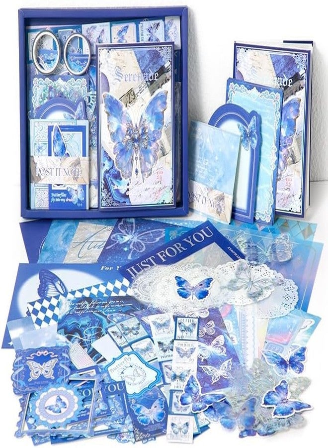 RUJVE Scrapbook Stickers Pack, Art Journal Kit, Bullet Junk Journal Planners DIY Decoration Paper Stickers Craft Kits Notebook Album Aesthetic Tape,Journaling Gift for Girl (Blue Butterfly Scrapbook) - Image 2