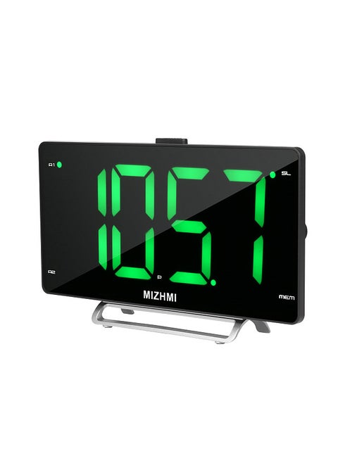 Digital Alarm Clock Radio with Dual Alarm Dimmer 9-inch LED Display FM Radio Sleep Timer Adjustable Volume Snooze 2 USB Charging Ports 12/24H Battery Backup for Bedroom Office
