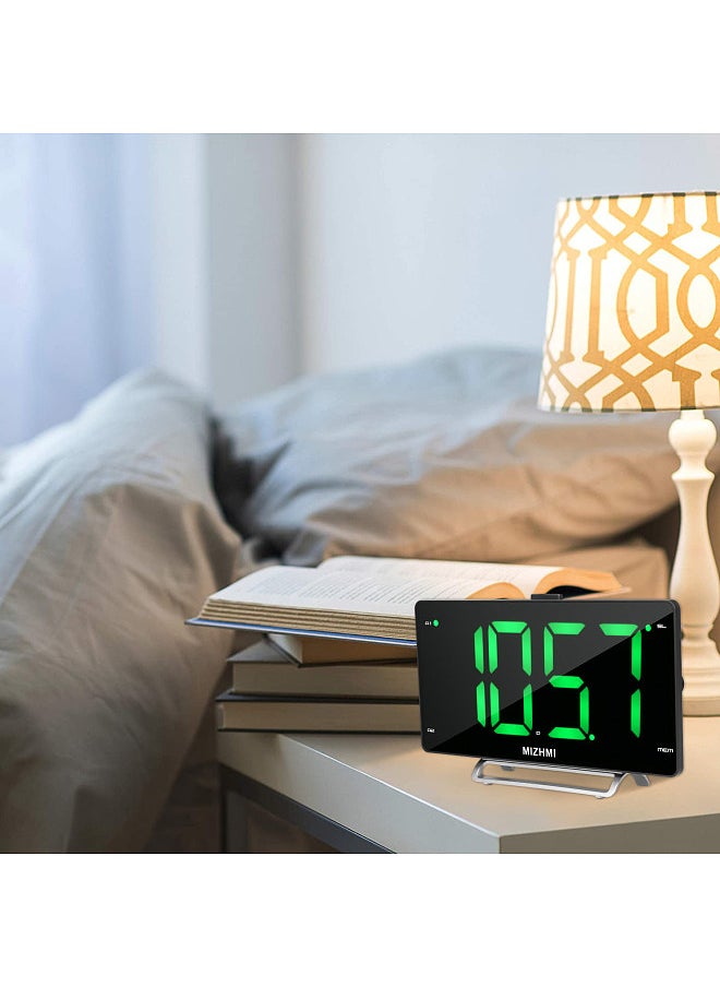 Digital Alarm Clock Radio with Dual Alarm Dimmer 9-inch LED Display FM Radio Sleep Timer Adjustable Volume Snooze 2 USB Charging Ports 12/24H Battery Backup for Bedroom Office