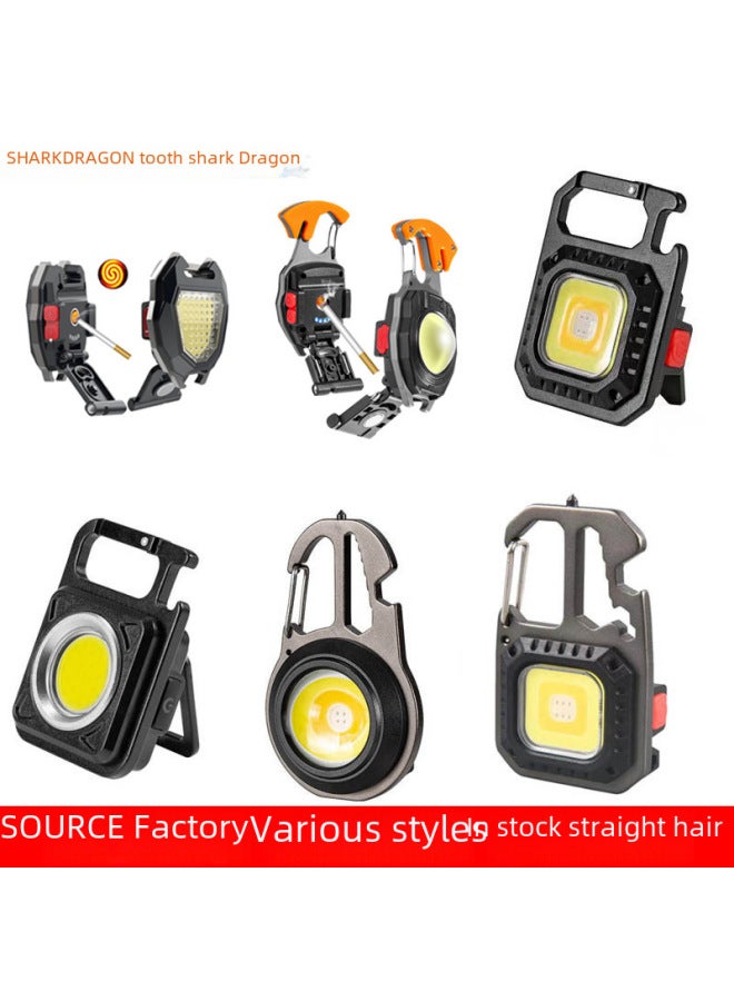 Mini Keychain Flashlight Type-c Charging Outdoor Camping Car Repair Multi-function Cob Work Light Portable Handheld Torch-Color:W5147 Blue  - Image 2