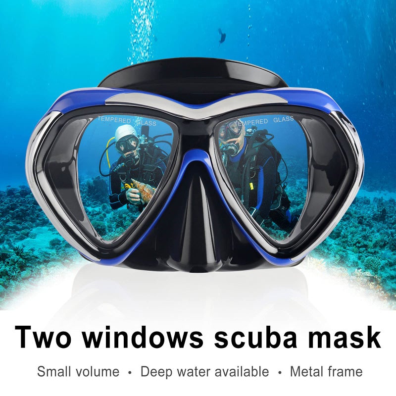 EXP VISION Adult Scuba Diving Mask, Anti-Fog Snorkel Goggles Tempered Glass Swim Mask Goggles with Nose Cover Professional Snorkeling Gear for Diving Snorkeling (Blue) - Image 3