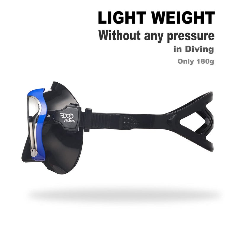 EXP VISION Adult Scuba Diving Mask, Anti-Fog Snorkel Goggles Tempered Glass Swim Mask Goggles with Nose Cover Professional Snorkeling Gear for Diving Snorkeling (Blue) - Image 5