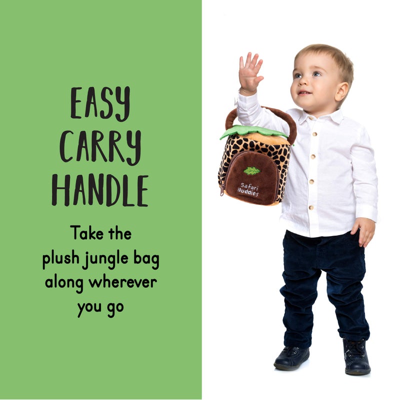 Plush Creations Talking Plush Jungle Animals Set: 4 Soft Safari Toys - Elephant, Monkey, Giraffe, Tiger & Jungle House Carrier - Image 4