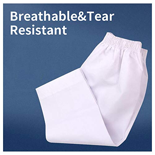 NAMAZU Lightweight Martial Arts Pants - 7oz Poly-Cotton Elastic Waist for Training White - Image 2