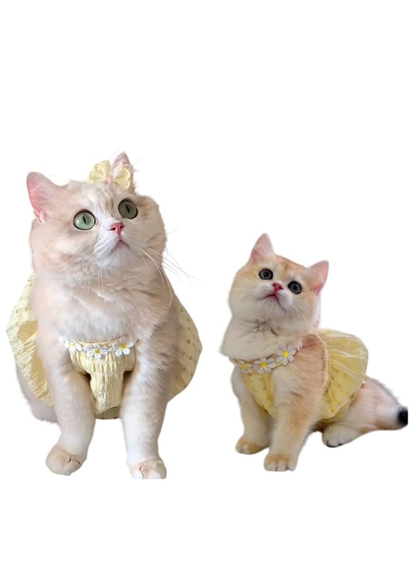 A.M Dog Dress Flower Pattern for Small Dogs Clothes Dogs Princess Dress Dog Outfits Pet Birthday Party Dresses Puppy Apparel Skirt for Small Dogs Cats Boy Girl Puppy Clothes - Image 1