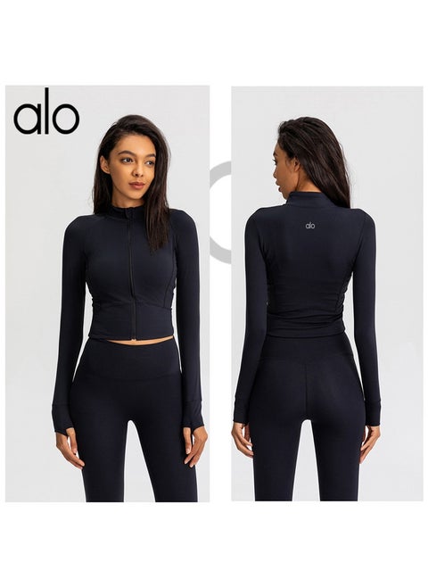 alo Sport Coat Women's tight yoga wear quick-drying long-sleeved top Zipper cardigan Running fitness jacket