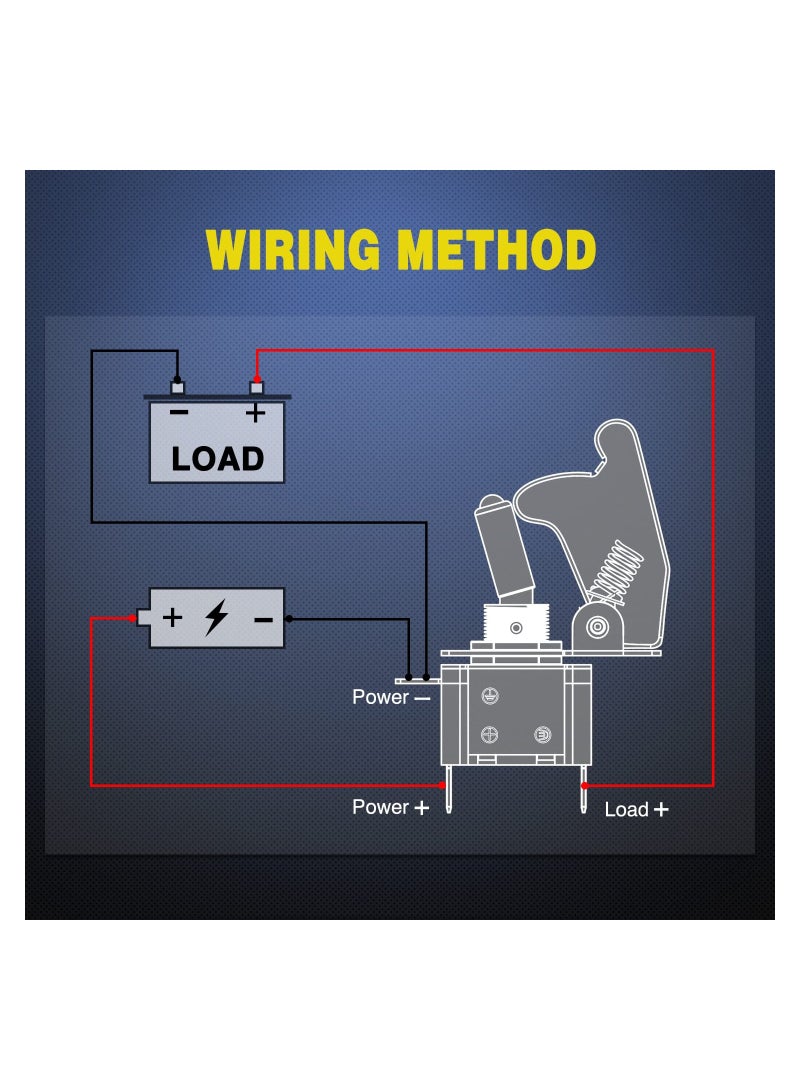 Loquat 5PCS LED Toggle Switch ON Off 12V Blue LED Lighted Toggle Switch Aircraft Safety Cover Heavy Duty 20A SPST 3 Pin Rocker Switch for Automotive Cars Trucks Boats - Image 4