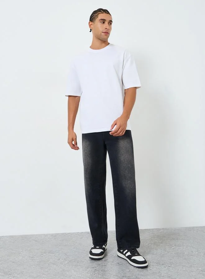 Styli Men White Oversized NYC Print T-Shirt