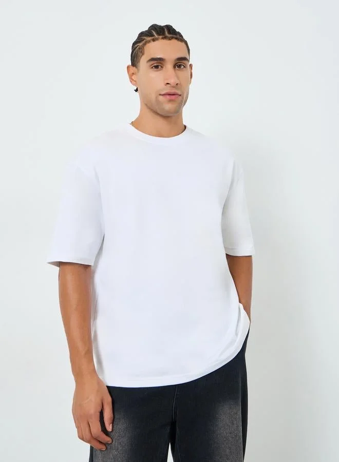 Styli Men White Oversized NYC Print T-Shirt