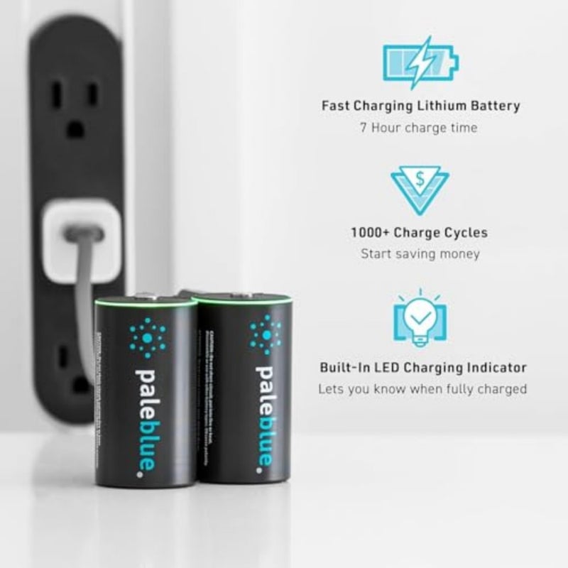 D Rechargeable Li-Ion Batteries with USB-C Cable; 1.5V, 11000mWh/7400mAh, Fast Charging Under 7 Hours, 1000+ Cycles, LED Charge Indicator, No External Charger Needed, 2pack - Image 2