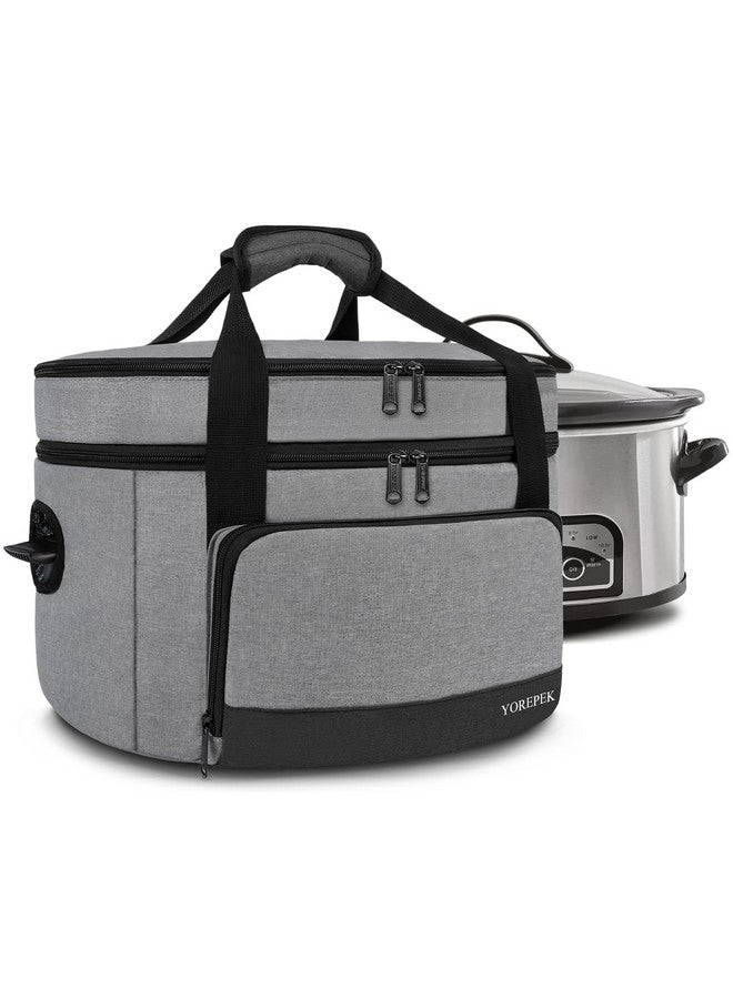 Yorepek YOREPEK 2 Layer Slow Cooker Carrier, Compatible with 6, 7, 8 Quart Crock-Pot, Insulated Large Slow Cooker Travel Bag with Bottom Pad Lid Fasten Straps, for Family Gathering Potluck, Gift for Women - Image 1