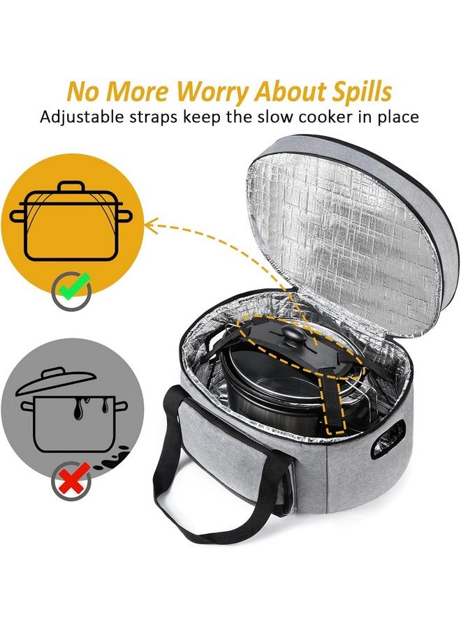Yorepek YOREPEK 2 Layer Slow Cooker Carrier, Compatible with 6, 7, 8 Quart Crock-Pot, Insulated Large Slow Cooker Travel Bag with Bottom Pad Lid Fasten Straps, for Family Gathering Potluck, Gift for Women - Image 3