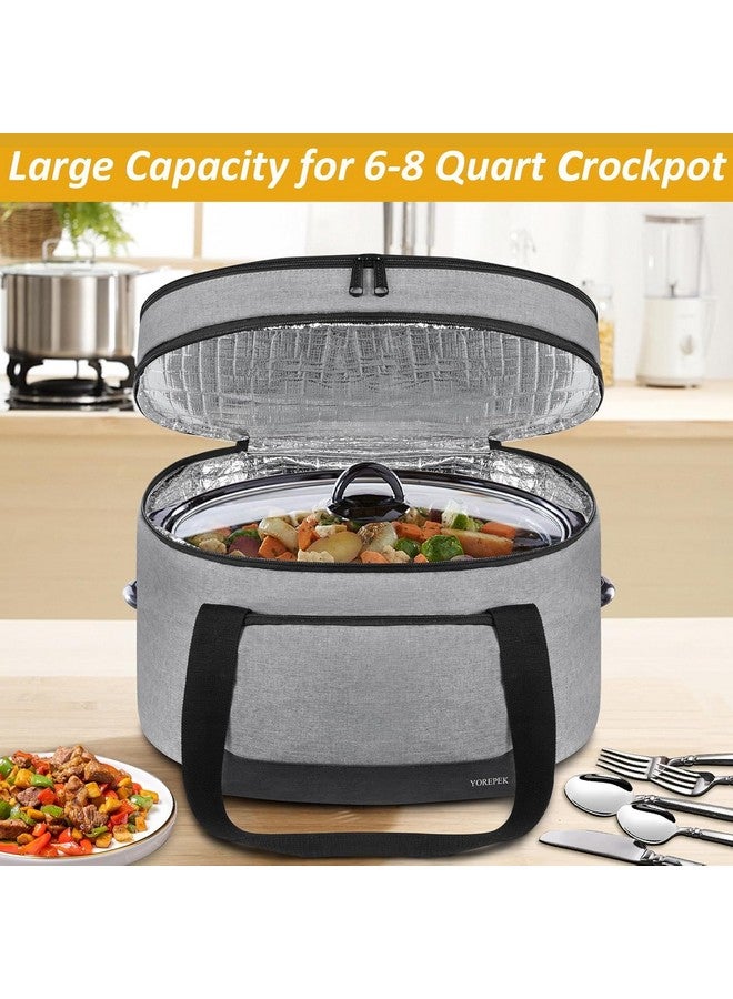 Yorepek YOREPEK 2 Layer Slow Cooker Carrier, Compatible with 6, 7, 8 Quart Crock-Pot, Insulated Large Slow Cooker Travel Bag with Bottom Pad Lid Fasten Straps, for Family Gathering Potluck, Gift for Women - Image 2