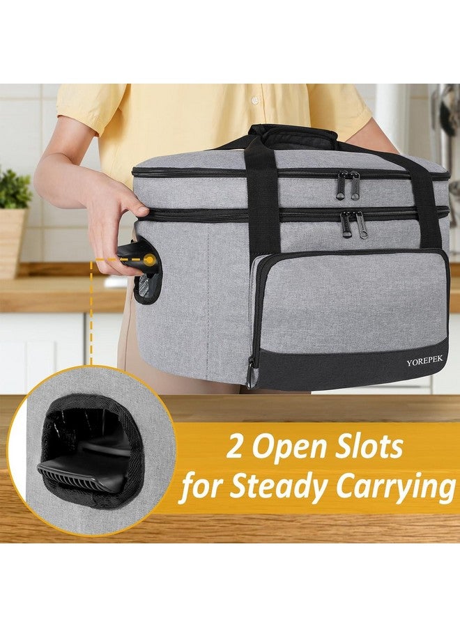 Yorepek YOREPEK 2 Layer Slow Cooker Carrier, Compatible with 6, 7, 8 Quart Crock-Pot, Insulated Large Slow Cooker Travel Bag with Bottom Pad Lid Fasten Straps, for Family Gathering Potluck, Gift for Women - Image 5