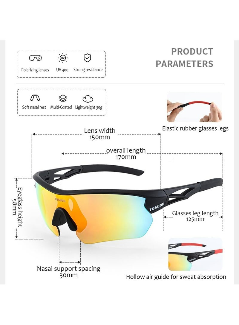 CMGTYYD Polarized Bike Sunglasses UV Protection, Cycling Sport Sunglasses for Men Women, 5 Interchangeable Lenses, Lightweight, Durable, Ideal for Outdoor Activities - Image 4