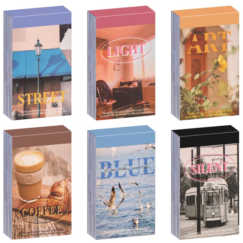 6 Sets 300 Pcs Washi Stickers Book for Journaling Daily Scenery Life Stuff Travel Sricker Vintage Aesthetic Fashion Scrapbook Stickers Set for Bullet Journal Art Diary Craft Gifts Planner Notebook