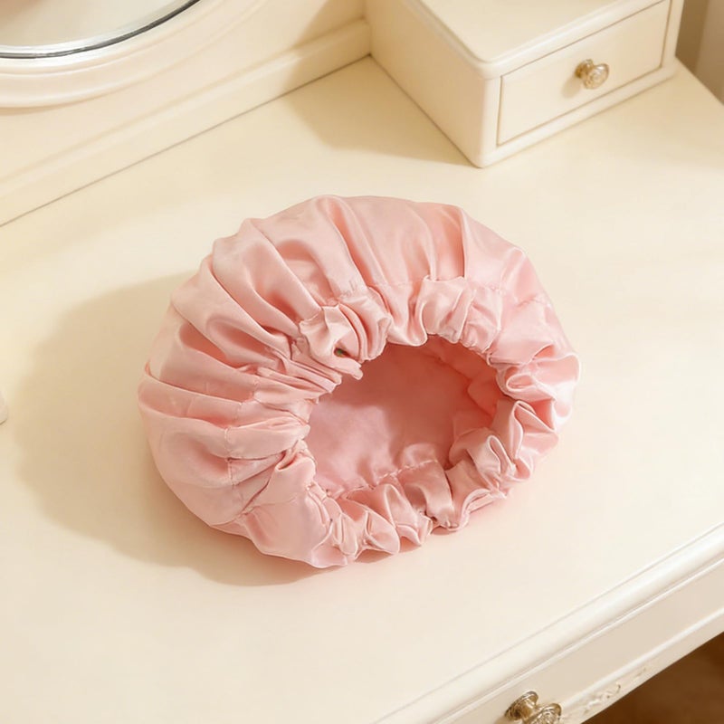 Gold Pink Reusable Waterproof Shower Cap for Women Long Hair Spa Bath - Image 4