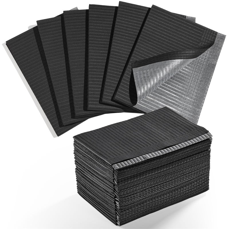 Makartt Disposable Nail Mats: 50Pcs Foldable Nail Paper Towels for Table Acrylic Practice Sheet 3 Ply Waterproof Nail Art Table Mats Clean Pads for Salon Manicure Tattoo Black - Image 1