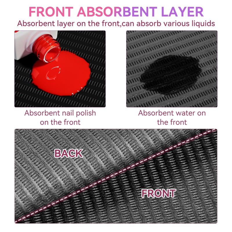 Makartt Disposable Nail Mats: 50Pcs Foldable Nail Paper Towels for Table Acrylic Practice Sheet 3 Ply Waterproof Nail Art Table Mats Clean Pads for Salon Manicure Tattoo Black - Image 2