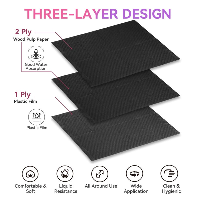 Makartt Disposable Nail Mats: 50Pcs Foldable Nail Paper Towels for Table Acrylic Practice Sheet 3 Ply Waterproof Nail Art Table Mats Clean Pads for Salon Manicure Tattoo Black - Image 4