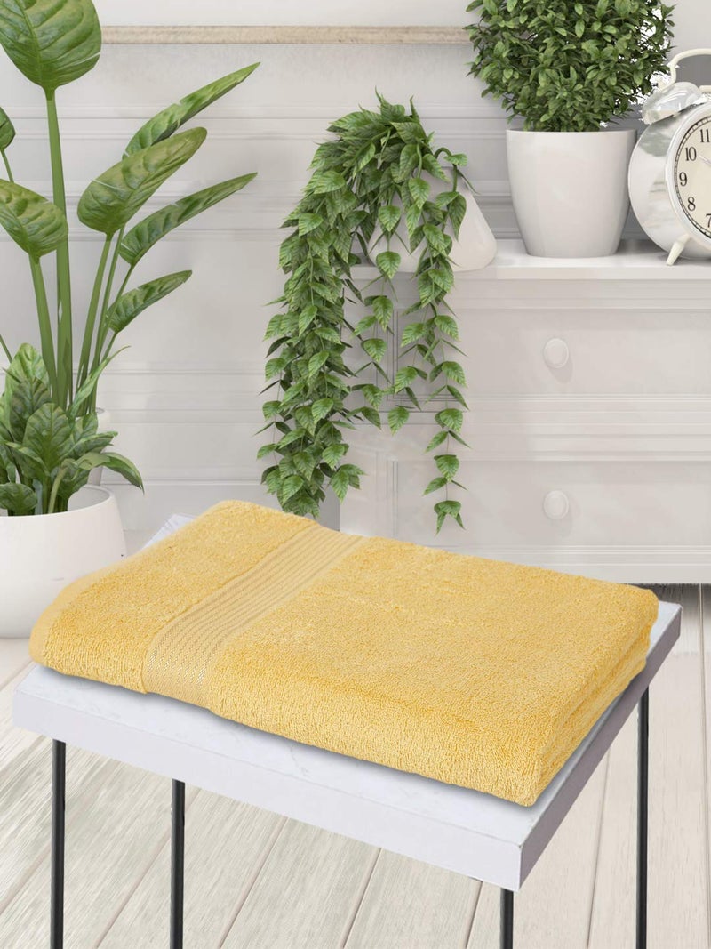 KOPA Quick Dry 100 Cotton Soft Terry Towel 1pc Bath Towel dross Quick Dry 100 Cotton Super Absorbent Lightweight Odour Free for Men Women Kids SolidYellow - Image 1