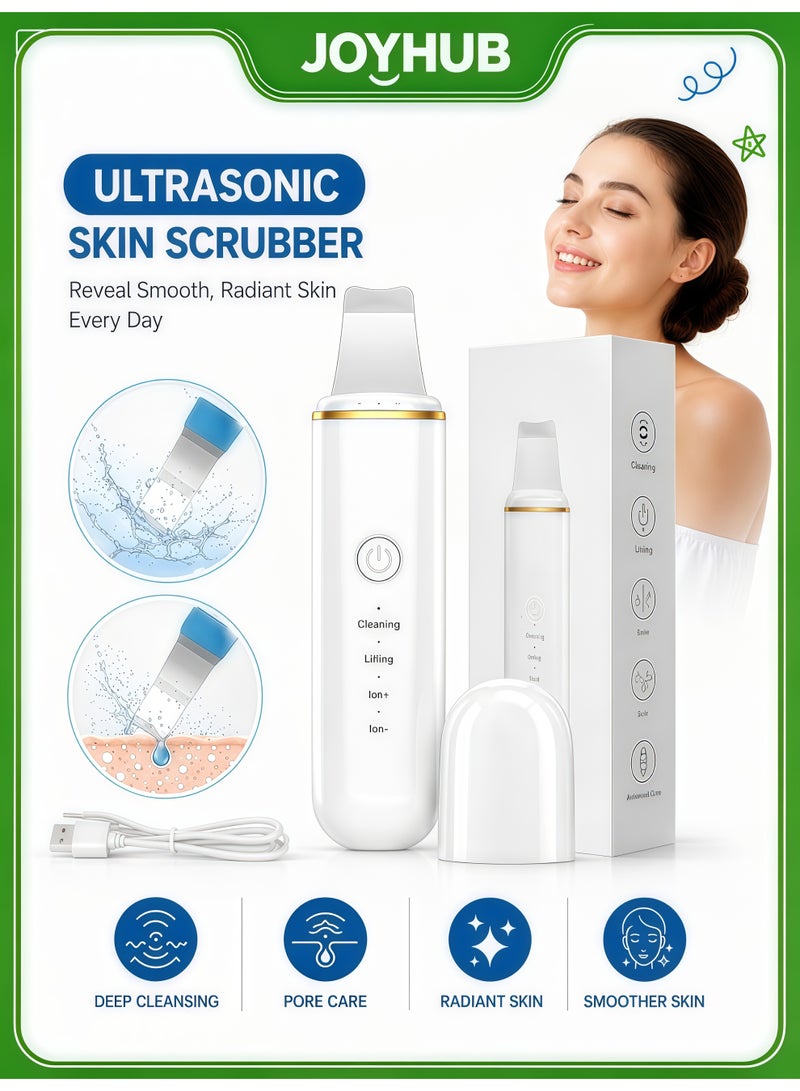 HailiCare Ultrasonic Skin Scrubber, 4 Modes Facial Pore Cleaner Blackhead Remover Tool, Rechargeable Ion Skin Spatula for Deep Cleansing, Skin Lifting & Exfoliating Home Facial Beauty Device - Image 1