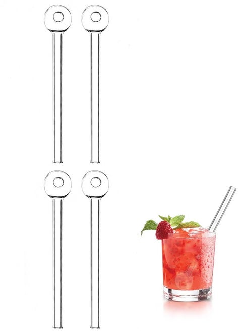 4pcs Glass Straws - Durable Reusable Glass Straws, for Drinks, Herbs, Smoothies, Aromatherapy（Transparent Color）