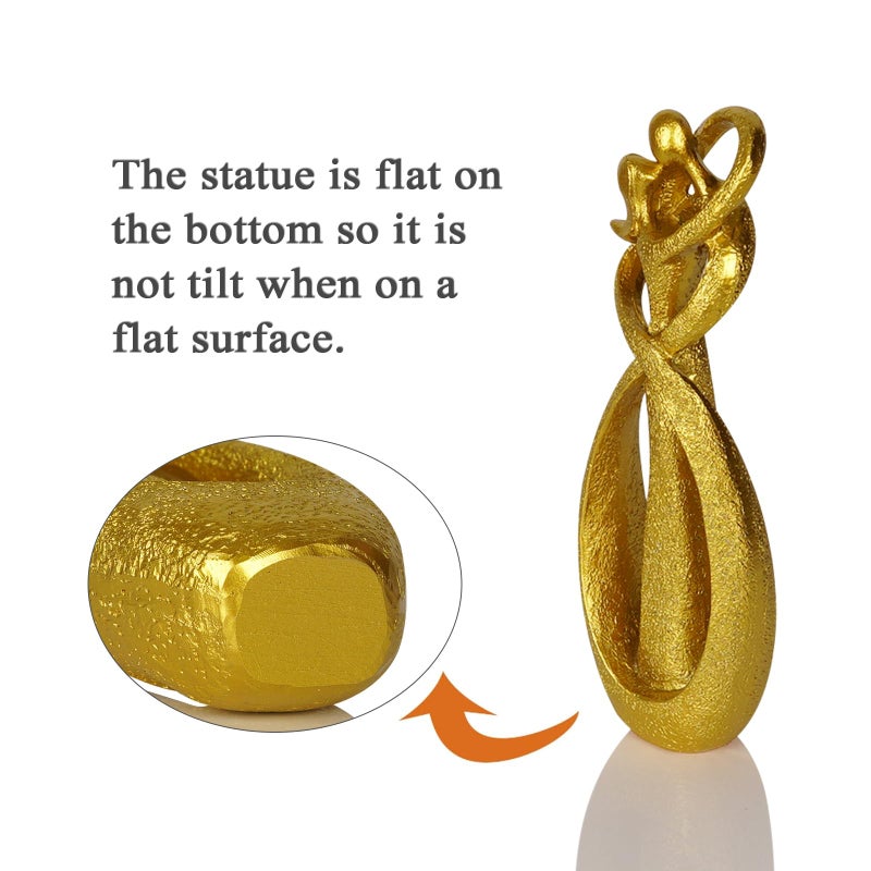 Trycooling Kissing Lovers Statue Abstract Sculpture Resin Statues for Home Decor Modern Home Office Desktop Shelf Bookshelf Decor (Gold, Small) - Image 3