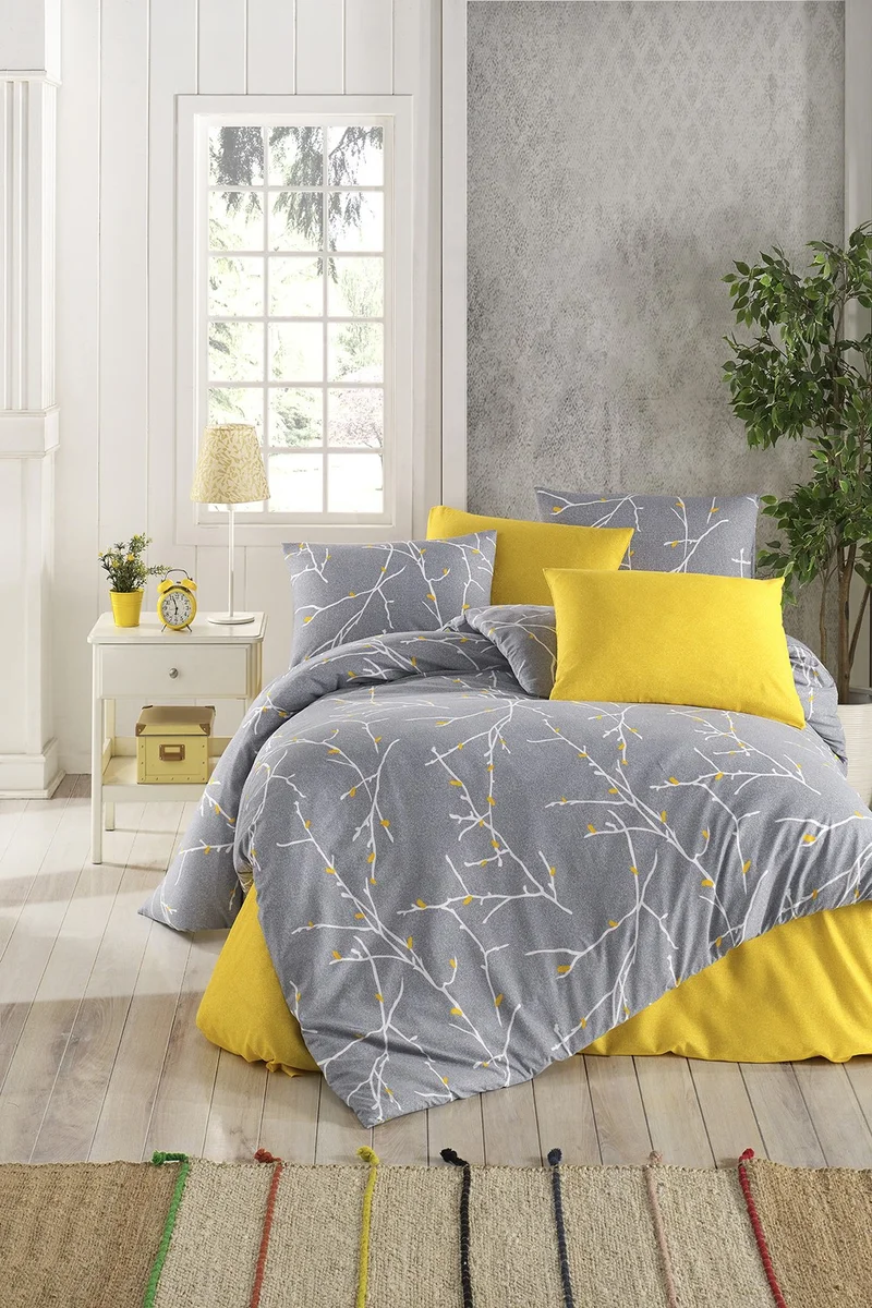 Tabu Home Parure Branch Gray Double Duvet Cover Set
