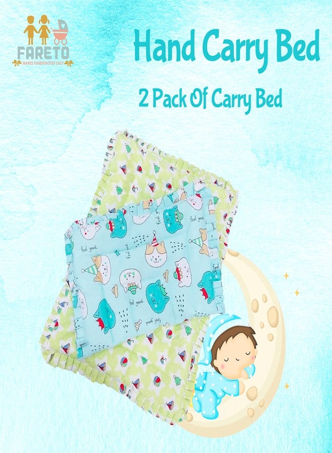 Fareto Baby | 100% Cotton | Super Soft | Hand Carry Bed | Gadi (Pack of 2)(0-3 Months)(L-60CM, B-45CM)(Colors May Vary) - Image 2