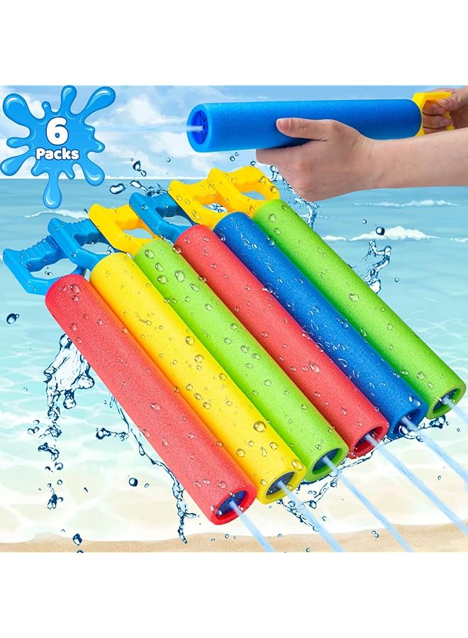 Excefore 6Pack Water Toys Pool Foam Blaster Squirt Toys Noodle Design Lightweight 40Ft Range Summer Outdoor Swimming Pool Backyard Beach Water Game Fighting Play Toys For Kids Adults - Image 1