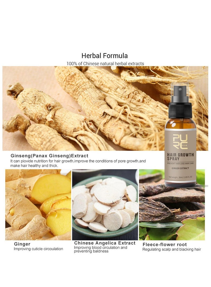 PURC Ginger Hair Growth Spray 30ml Hair Loss Treatment 2Pcs - Image 5