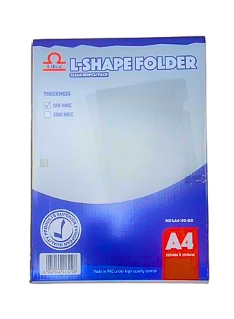 Libra L SHAPE FOLDER A4 CLEAR 150 MICRONE 100 PCS - Image 1