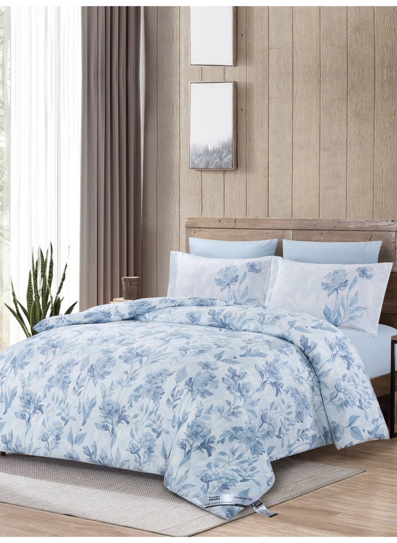 Doona Printed 4-Pcs Queen Comforter Bedding Set Fits 160x200cm -Includes Comforter, Fitted Sheet, Pillow Shams & Pillowcases – Soft Microfiber Fabric with Soft 350 GSm Filling - Image 2