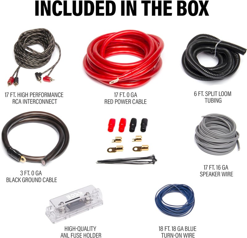 BOSS Audio Systems KIT20 0 Gauge Amplifier Installation Wiring Kit - Image 3