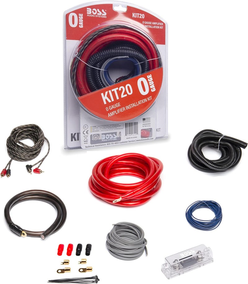 BOSS Audio Systems KIT20 0 Gauge Amplifier Installation Wiring Kit - Image 1