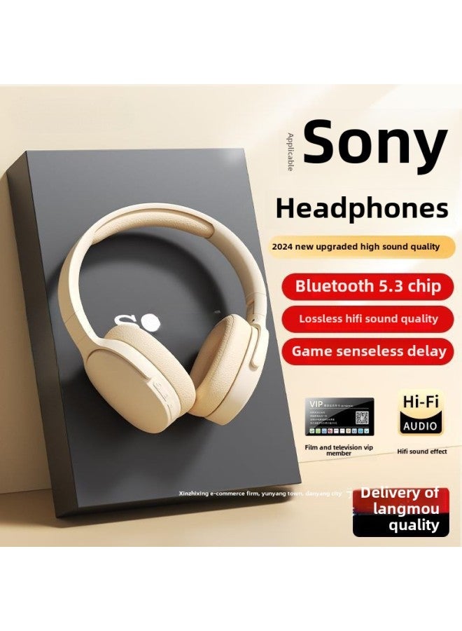 Headset Bluetooth Headset Sony Game Sports Esports Wireless Noise Reduction For Long Endurance-Color:Face Powder [advanced Edition] 80h Long Battery Life Standby⭐9.0 Baohua B&w Surround Lossless Sound⭐Game Music Dual Mode⭐Bluetooth Wired Dual Mode  - Image 2
