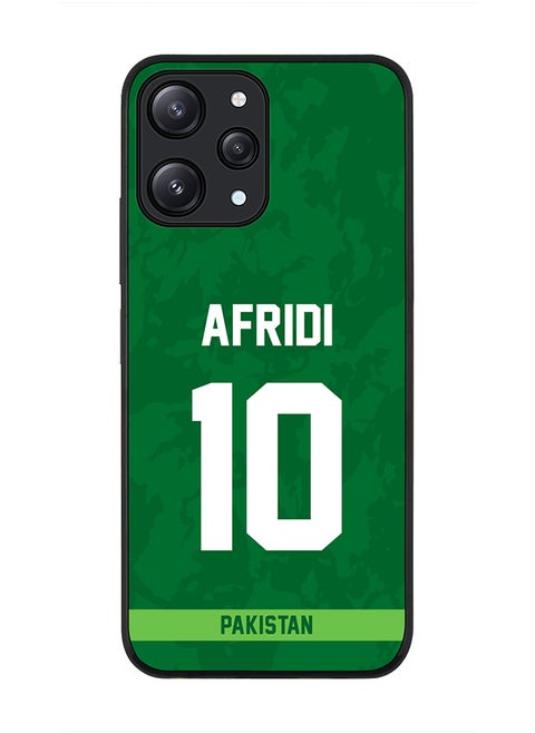 Cover for Xiaomi Redmi 12 4G Case, Rugged Black Slim Fit Soft Flexible Thin Protective Phone Cases - Player Name - AFRIDI, Jersey Number- 10