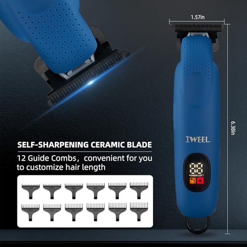 IWEEL Professional Beard Trimmer for Men - Electric Hair Clippers, Zero Gapped T-Blade Edgers, Cordless Rechargeable Mustache Trimmer Grooming Kit for Body - Image 4