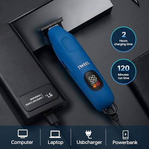 IWEEL Professional Beard Trimmer for Men - Electric Hair Clippers, Zero Gapped T-Blade Edgers, Cordless Rechargeable Mustache Trimmer Grooming Kit for Body - Image 5