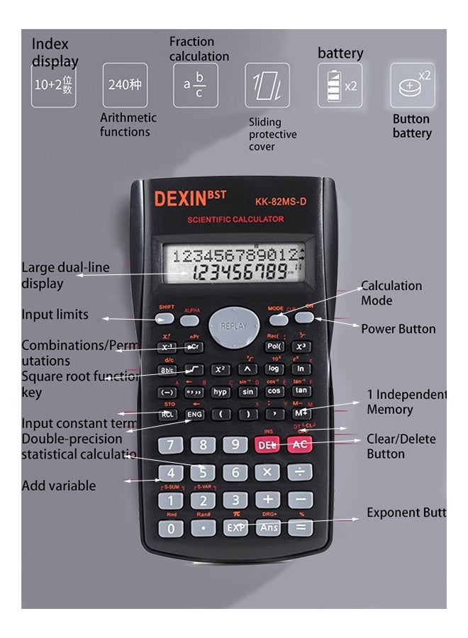 Dexin Non-programmable scientific calculator with 240 functions. - Image 3