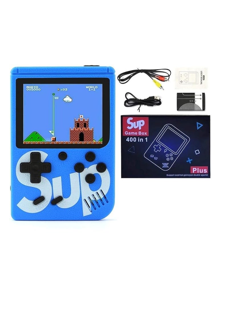 SUP Game Box Plus 400 in 1 Retro Games Upgrade Version Mini Portable Console Handheld Game Box Retro Game Console 3.0-Inch Screen Support For Connecting TV & LED For Kids And Adults Blue